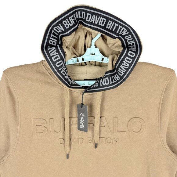 NWT Buffalo David Bitton Men's Pullover Logo Beige Hoodie Sweatshirt Size Medium - Picture 6 of 12